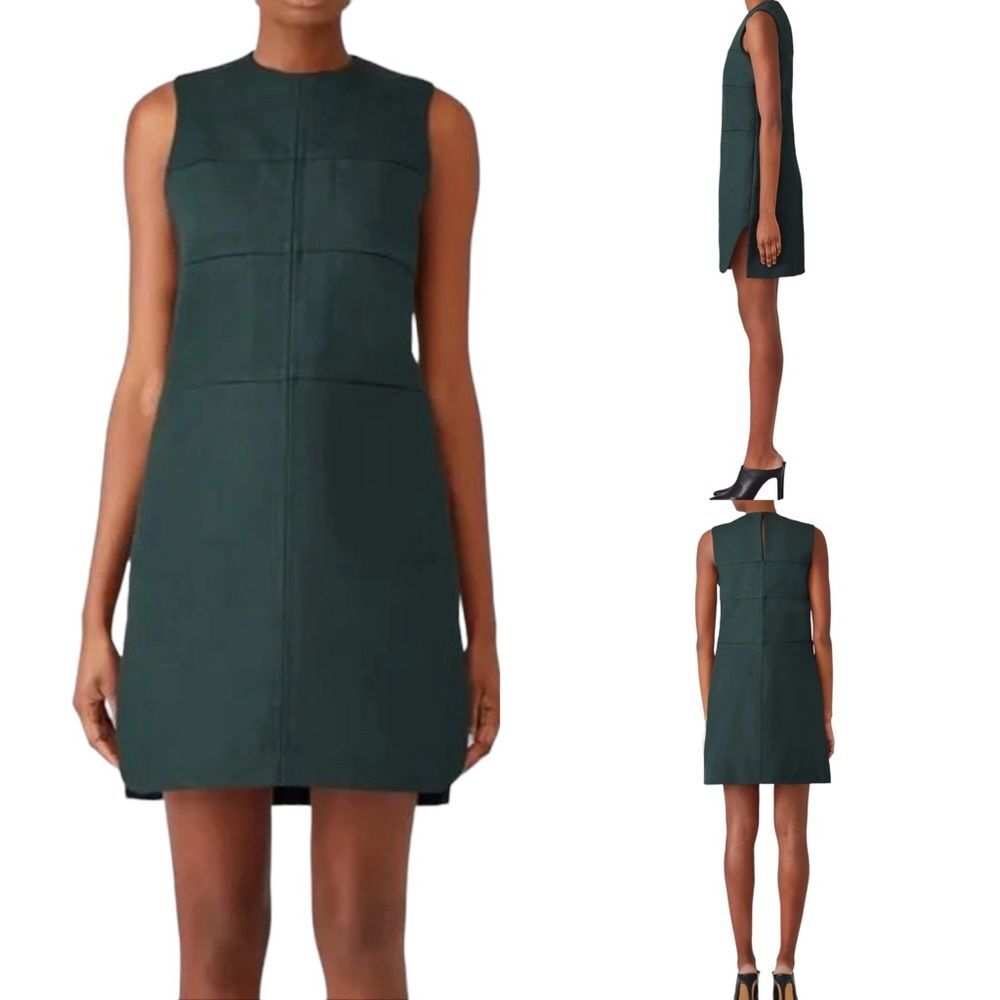 Carven Dexter Shift Dress dark green sleeveless cotton Sz: 40 Eur (US M / 12)